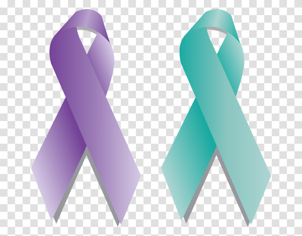 Ribbon Awareness Support Disease Medical Teal And Purple Ribbons, Knot, Tie, Accessories, Accessory Transparent Png