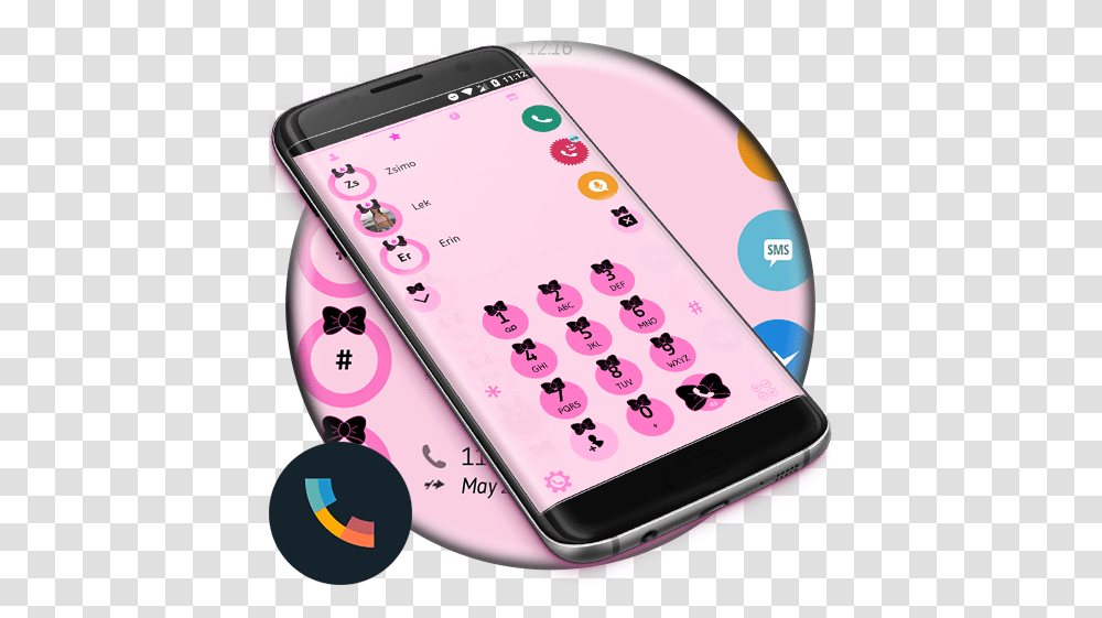 Ribbon Black Pink Contacts & Dialer Phone Theme Portable, Mobile Phone, Electronics, Cell Phone, Iphone Transparent Png