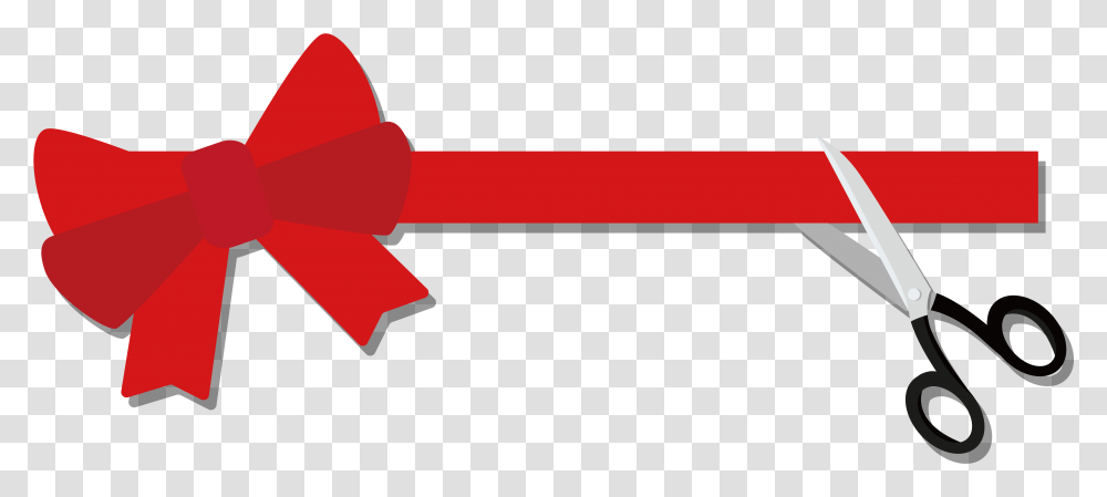 Ribbon Cutting 1 Image Red Ribbon Cutting Vector, Scissors, Blade, Weapon, Weaponry Transparent Png
