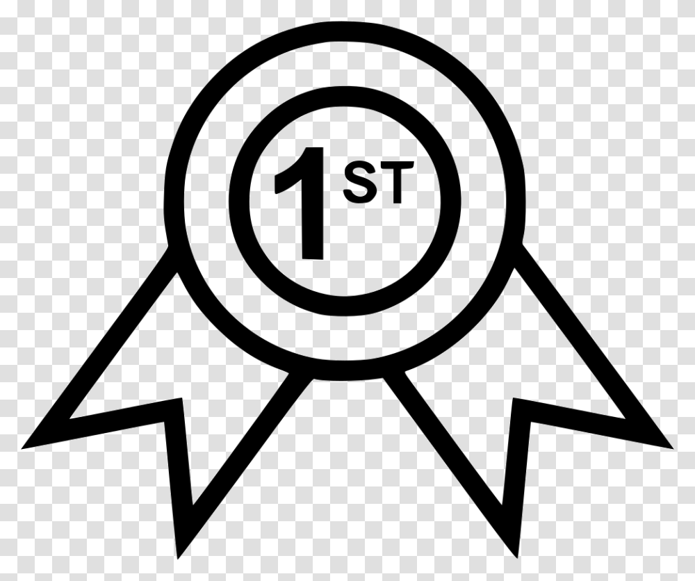 Ribbon First Place Good Black And White First Place Ribbon, Number, Stencil Transparent Png