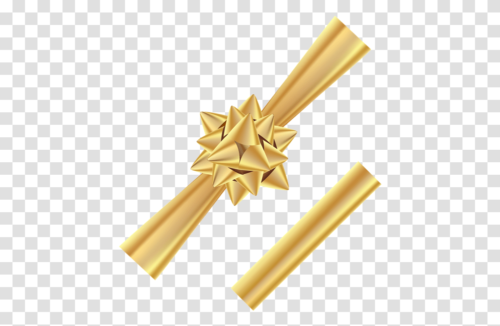 Ribbon Gold Image Gold Bow, Sword, Blade, Weapon, Weaponry Transparent Png