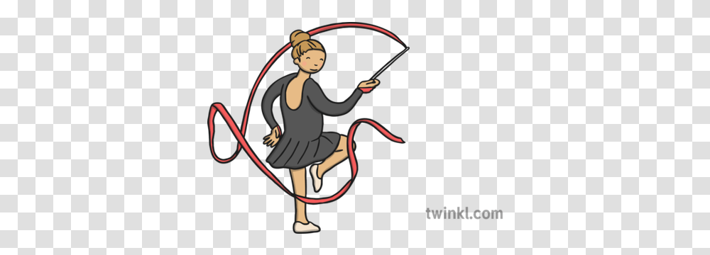 Ribbon Gymnast Illustration Twinkl Bow, Performer, Whip, Magician, Ninja Transparent Png