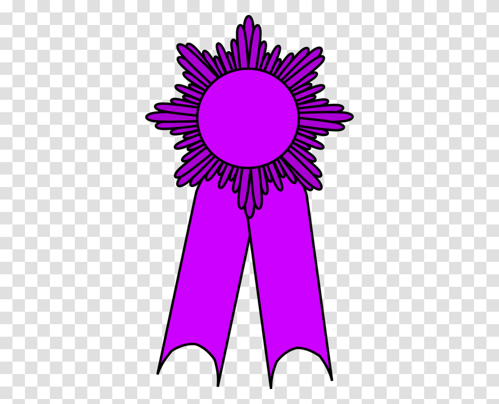 Ribbon Medal Award Prize Rosette, Purple, Logo, Trademark Transparent Png