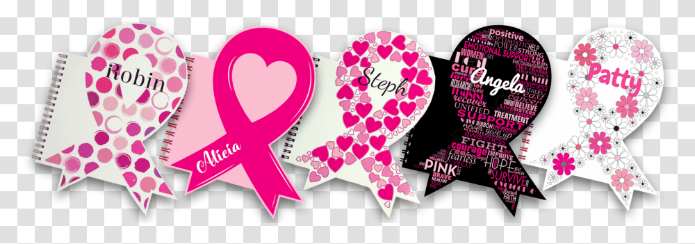 Ribbon Notebooks For Breast Cancer Awareness Heart, Label, Rubber Eraser, Purple Transparent Png