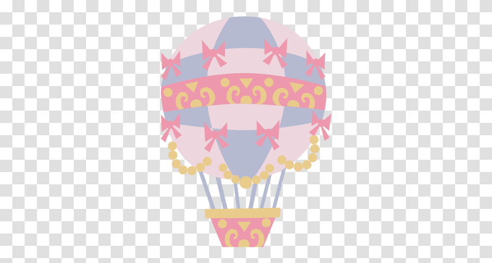 Ribbons Floral Checker Pink Hot Air Balloon Balo De Ar Rosa, Leisure Activities, Food, Aircraft, Vehicle Transparent Png