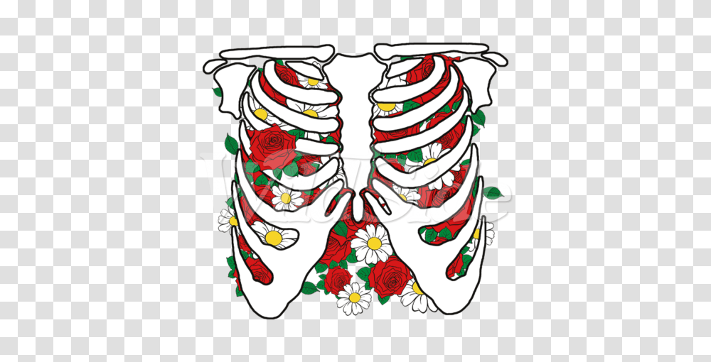 Ribcage With Flowers The Wild Side, Pattern, Doodle Transparent Png