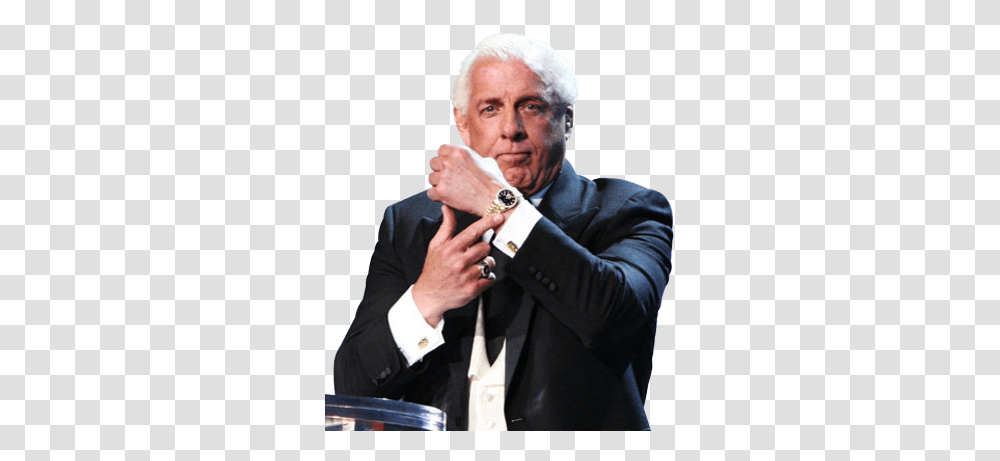 Ric Flair Natureboypcw Twitter Ric Flair Gold Watch, Person, Crowd, Audience, Clothing Transparent Png
