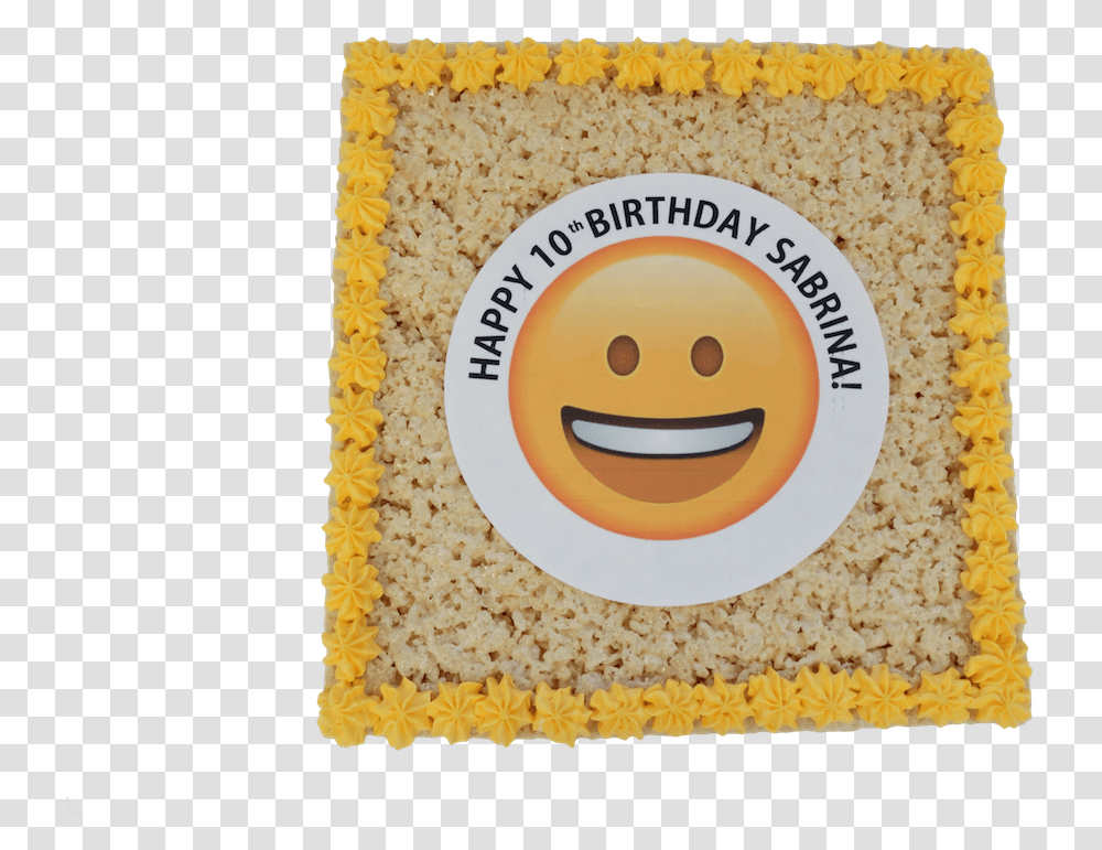 Rice Krispy Emoji Birthday Cake Happy, Sponge, Food, Rug, Bread Transparent Png