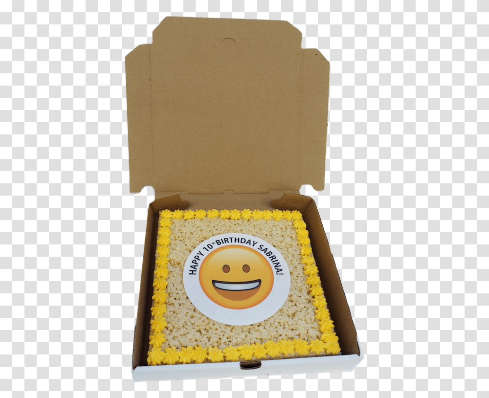 Rice Krispy Emoji Birthday Cake Smiley Full Size Cardboard Box, Plant, Food, Treasure, Sweets Transparent Png