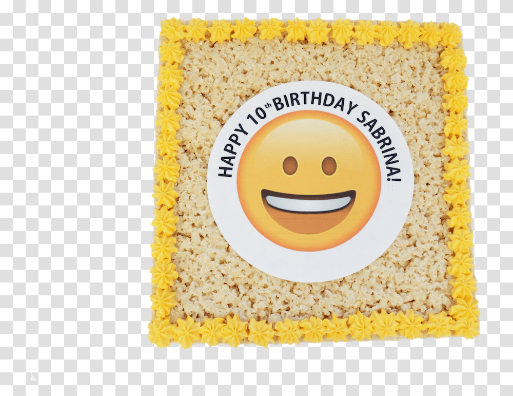 Rice Krispy Emoji Birthday Cake Smiley, Sponge, Food, Bread, Rug Transparent Png