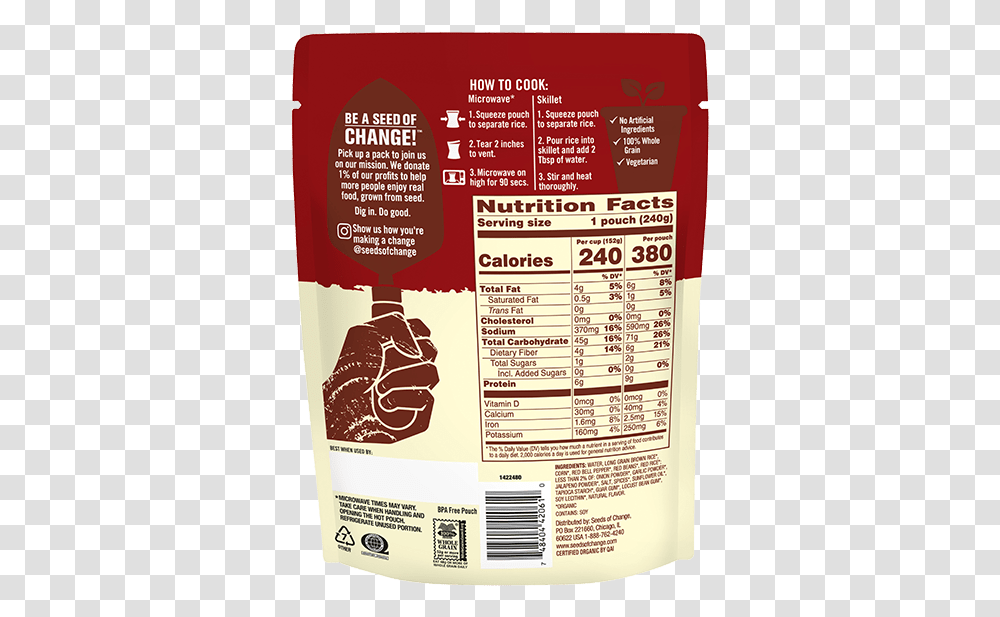 Rice Packaging Back, Label, Menu, Food Transparent Png