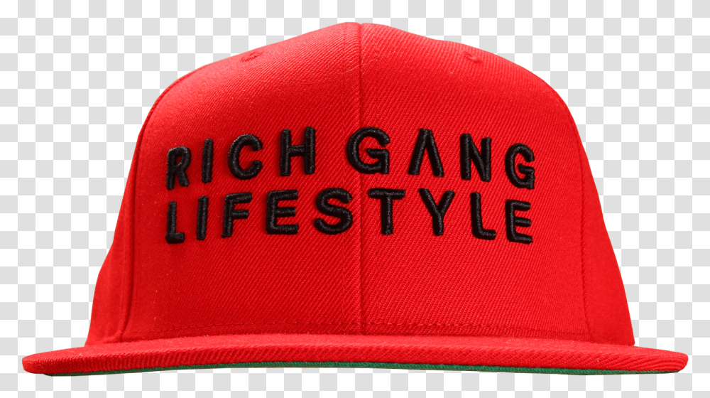 Rich Gang Lifestyle Red Snapback Baseball Cap, Apparel, Word, Hat Transparent Png