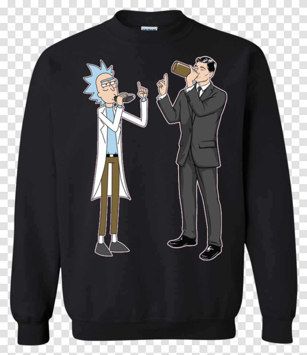 Rick And Archer Drink Wine Shirt Hoodie Tank Rick Sanchez And Sterling Archer, Sleeve, Long Sleeve, Person Transparent Png