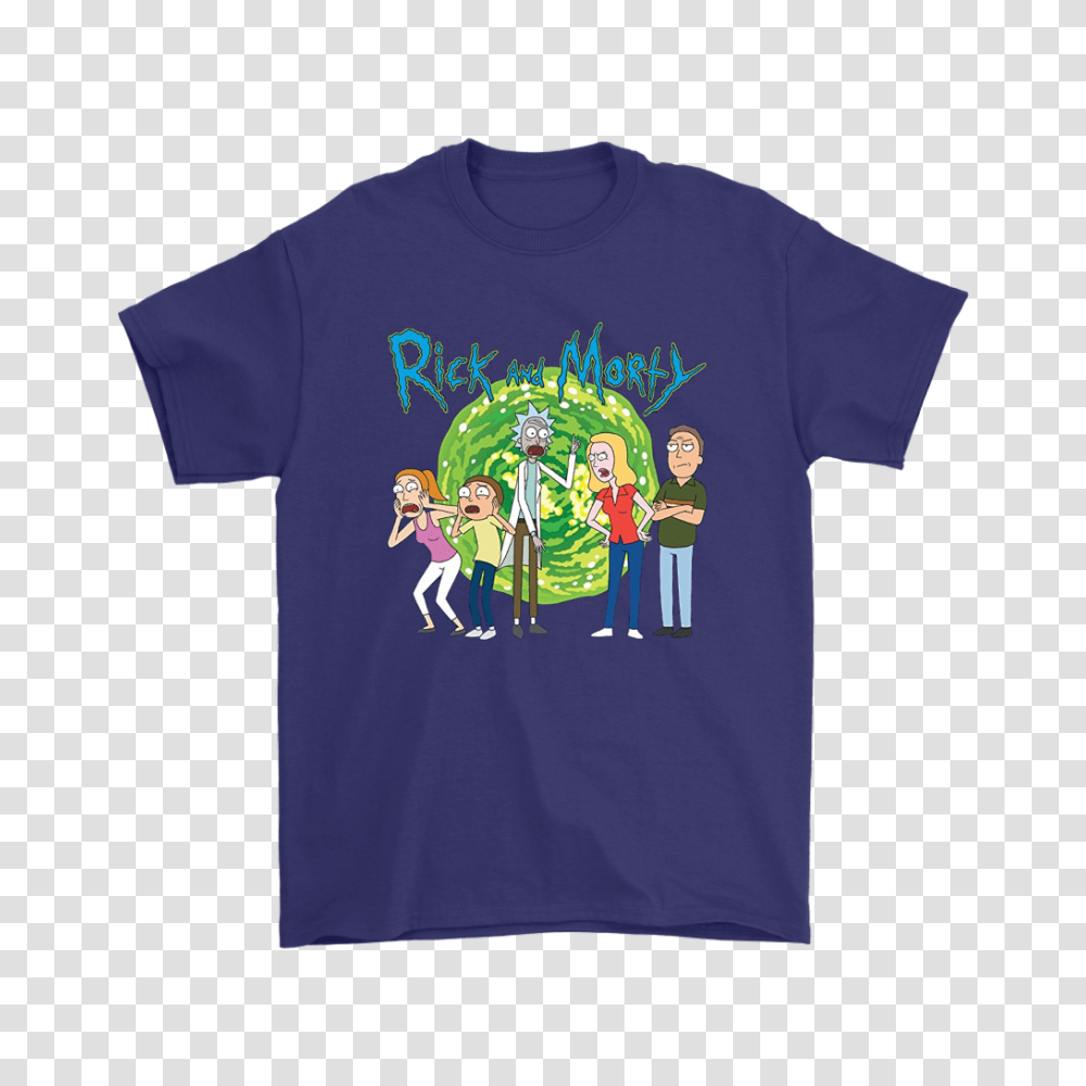 Rick And Morty Family Group Portal With Logo Shirts, Apparel, T-Shirt, Person Transparent Png