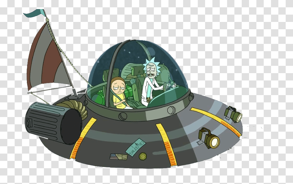 Rick And Morty Flying Saucer, Person, Metropolis, Helmet Transparent Png