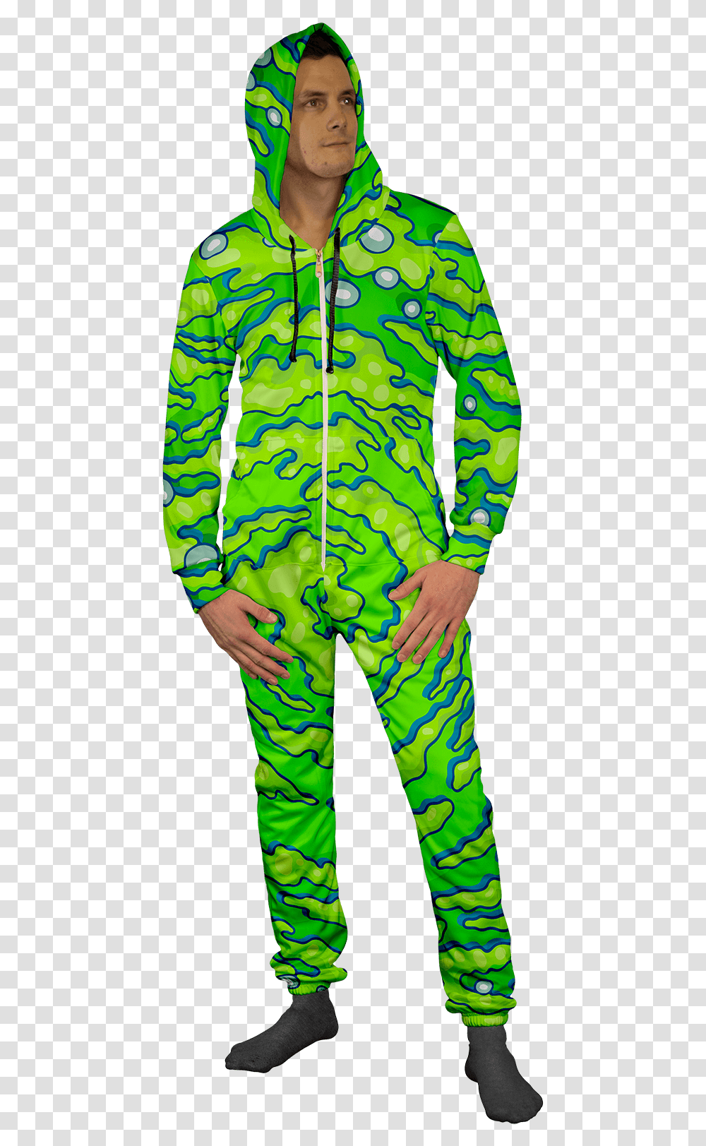 Rick And Morty Neon Portal Adult Onesie Adult Sublimated Onesie Pajamas, Clothing, Apparel, Person, Human Transparent Png