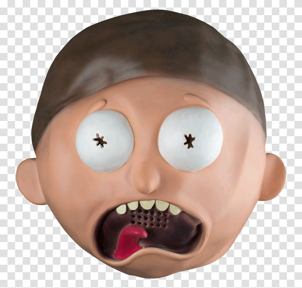 Rick And Morty Rick And Morty Morty Latex Mask, Head, Person, Human, Mouth Transparent Png
