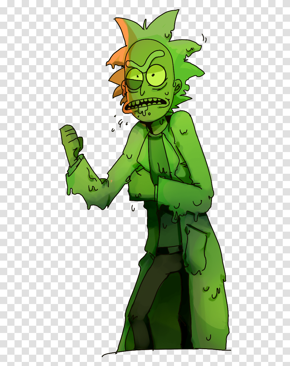 Rick And Morty Rick Fanart, Green, Person, Costume, Face Transparent Png