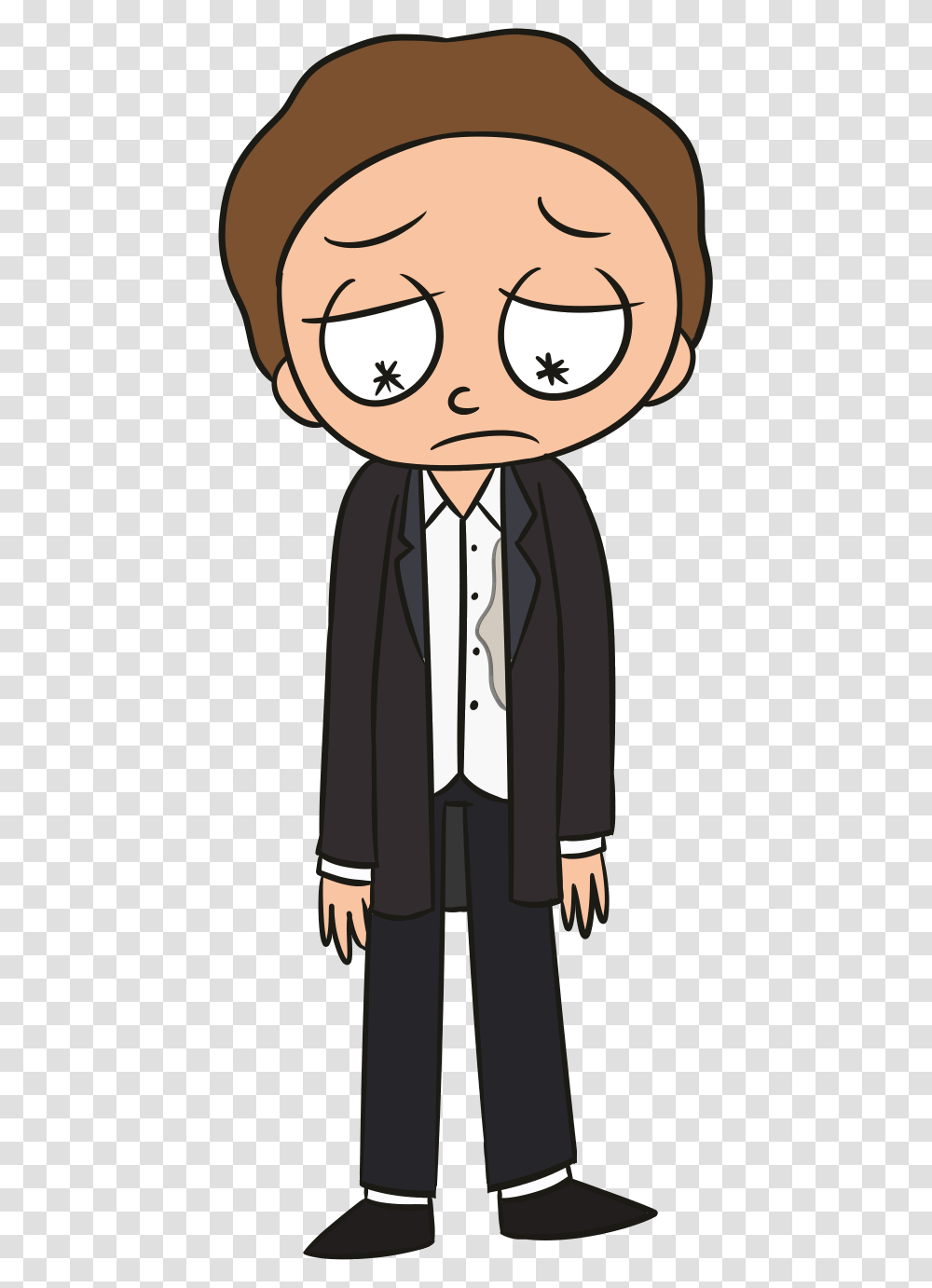 Rick And Morty Sad, Person, Suit, Overcoat Transparent Png