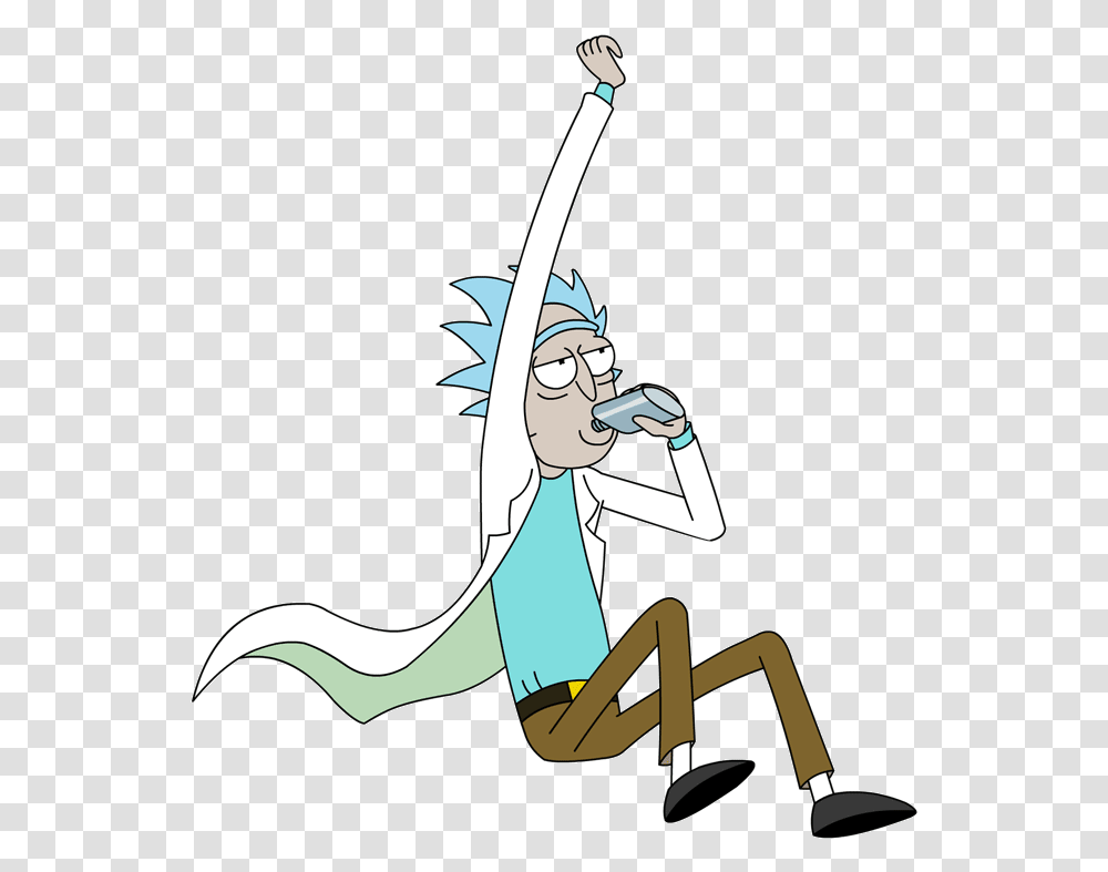 Rick Jumping And Drinking Alcohol Rick And Morty, Person, Human, Photography Transparent Png