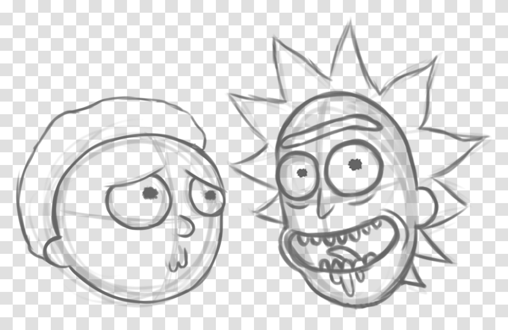 Rick N Morty Sketch By Alexanderthepanda, Logo, Trademark, Stencil Transparent Png