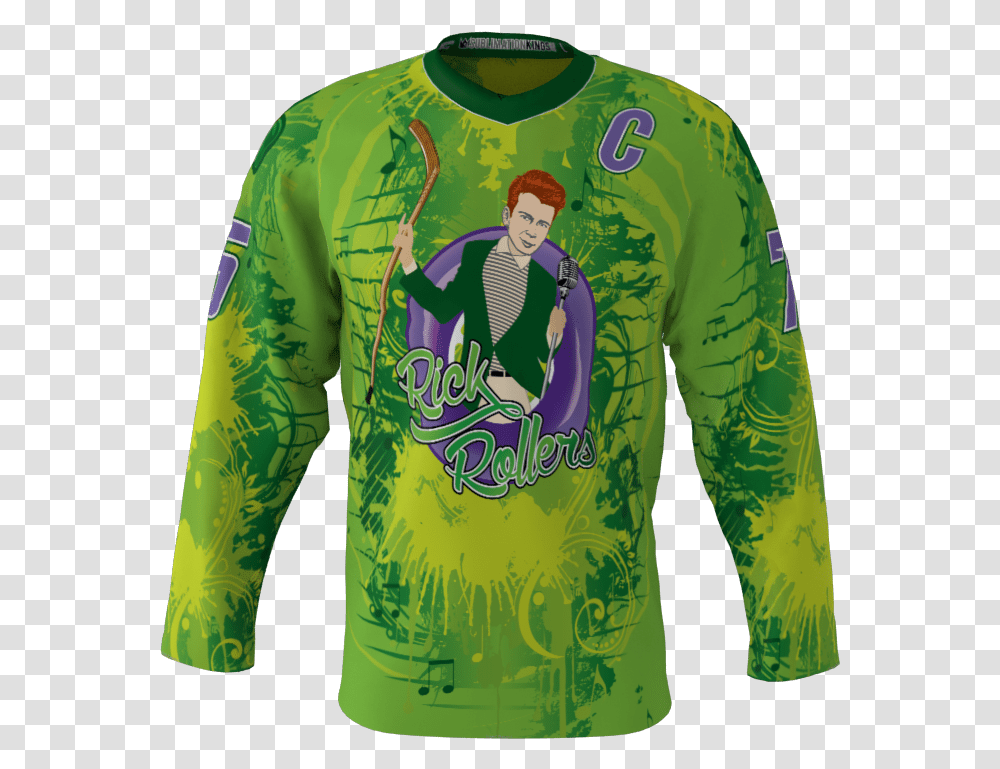 Rick Rollers Custom Hockey Jersey Long Sleeved T Shirt, Apparel, Person, Human Transparent Png
