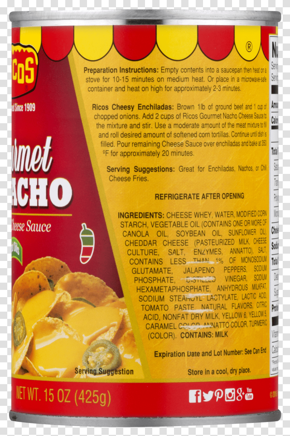 Ricos Cheese Ingredients Transparent Png