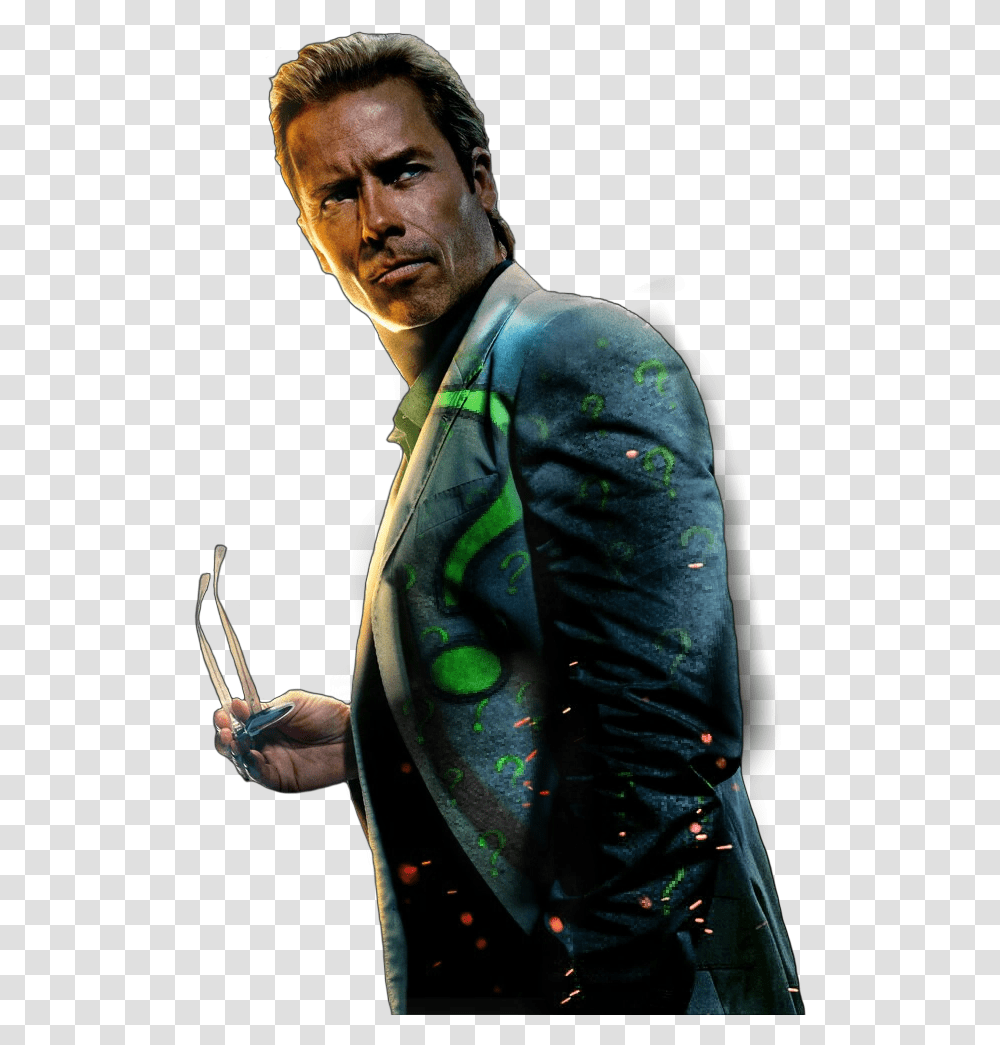 Riddler Guy Pearce Concept Render Iron Man, Person, Human, Sleeve, Clothing Transparent Png