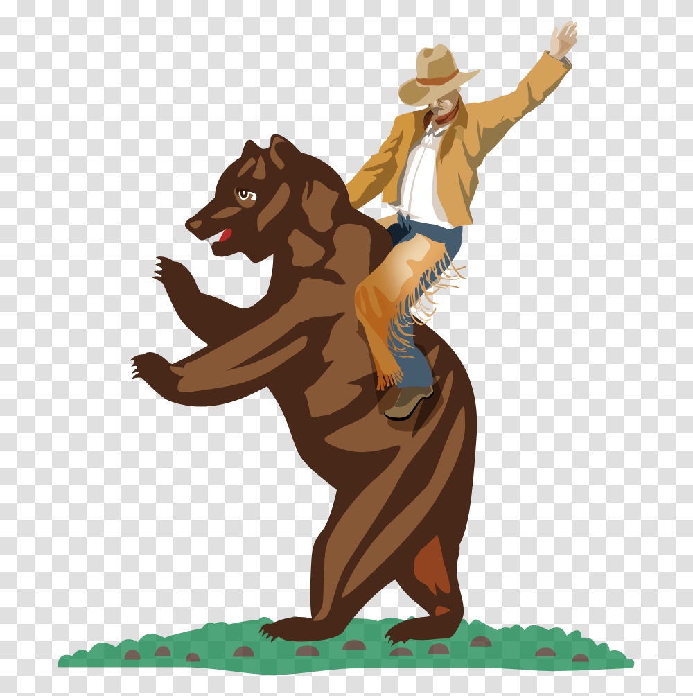 Ride The Bear Cowboy Riding A Bear, Person, Outdoors, Leisure Activities, Plant Transparent Png