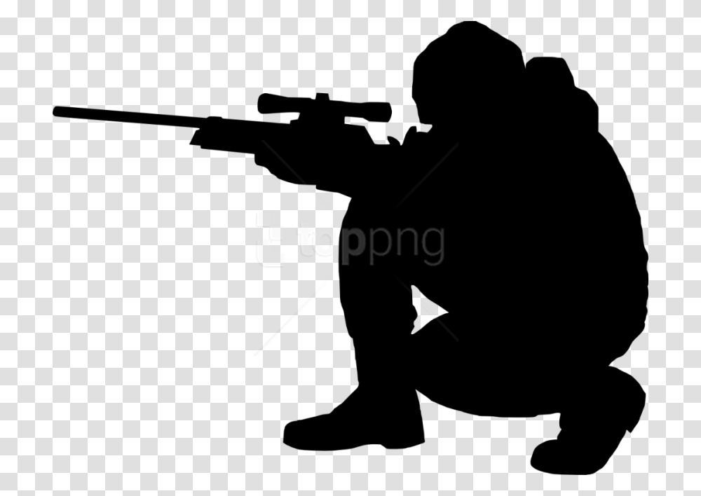 Rifle Silhouette Sniper Clipart, Person, Human, Kneeling, Hunting Transparent Png