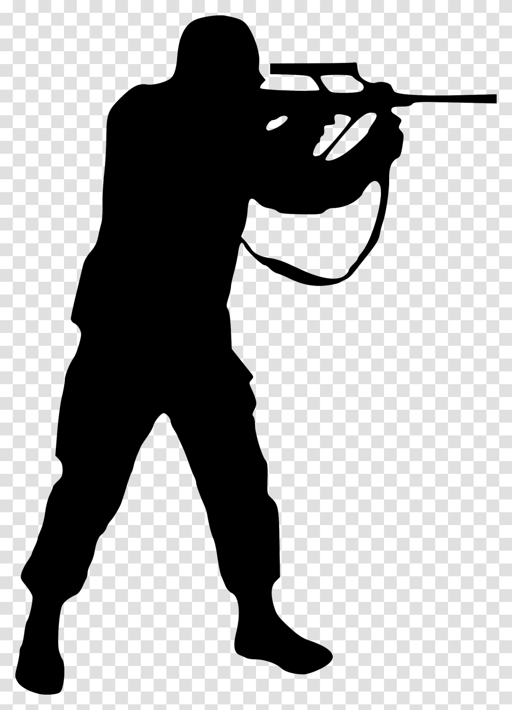 Rifle Silhouette Soldier Silhouette, Gray, World Of Warcraft Transparent Png