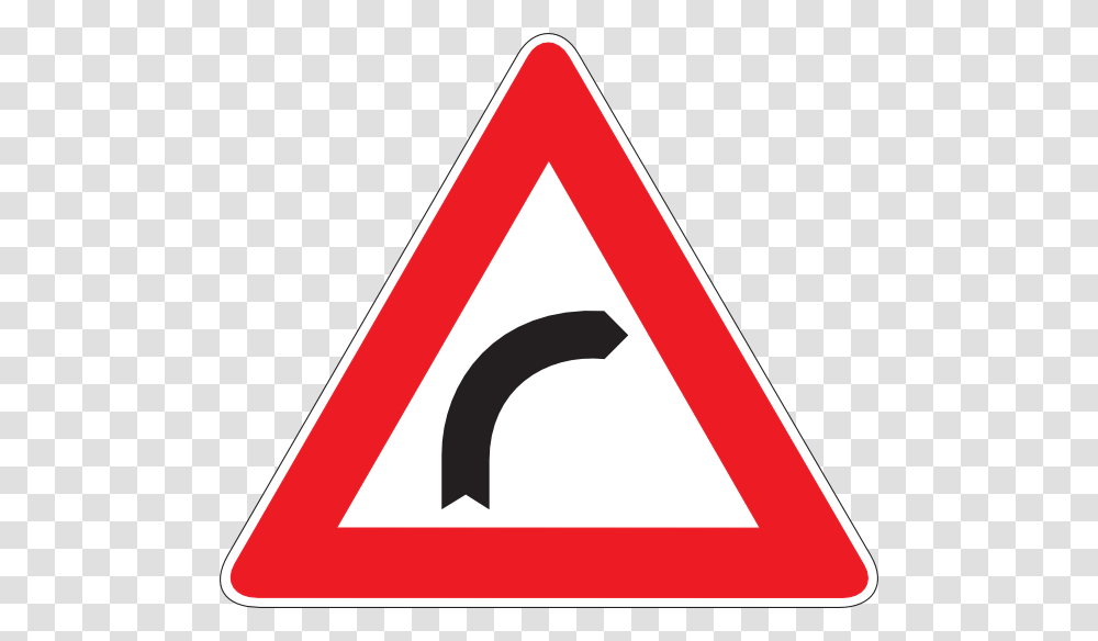 Right Bend Clip Art, Sign, Road Sign, Triangle Transparent Png