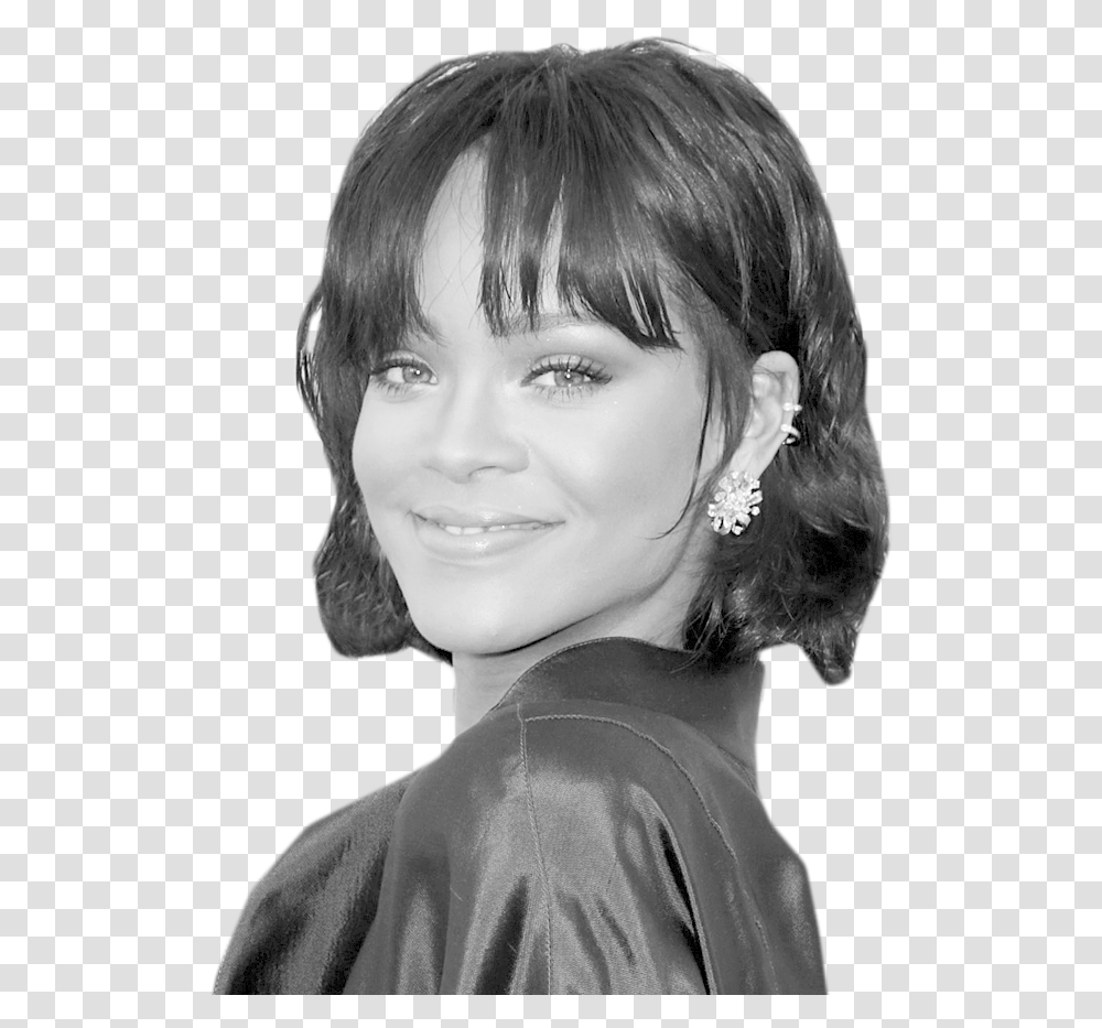Rihanna Face Banner Rihanna Black And White, Person, Female, Head, Girl Transparent Png