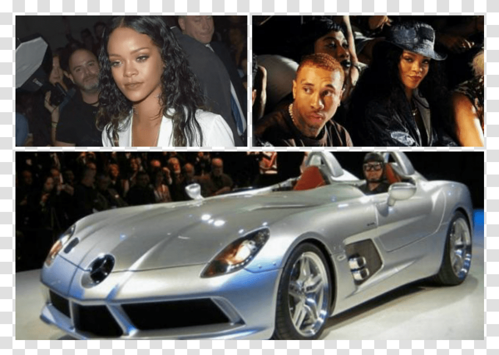 Rihanna Fotomontaj Mercedes Benz Slr Stirling Moss, Person, Car, Vehicle, Transportation Transparent Png
