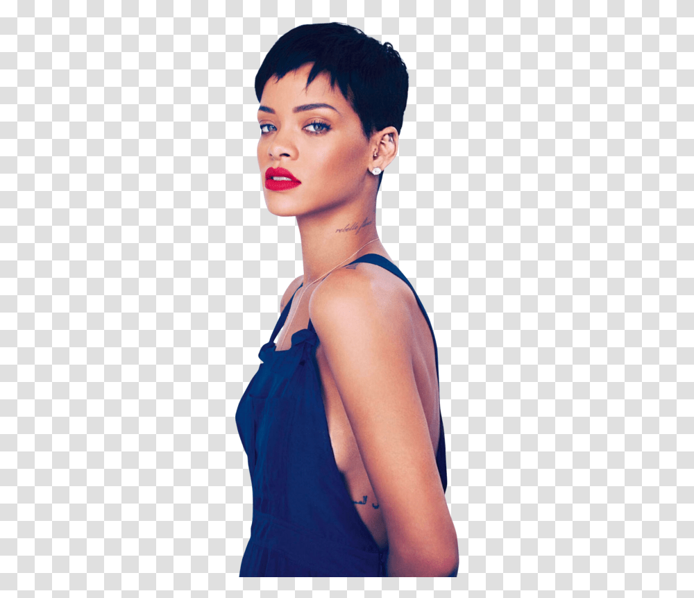 Rihanna Rihanna Short Hair Sexy, Face, Person, Lipstick, Shoulder Transparent Png