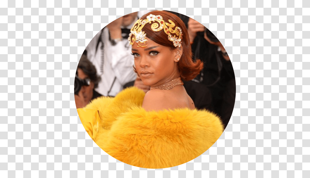 Rihanna Riri Circle Orange Metgala Queen Woman Music Rihanna Yellow Dress, Clothing, Apparel, Person, Human Transparent Png