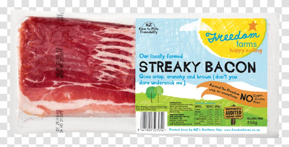 Rindless Eye Bacon Freedom Farms Streaky Bacon, Food, Pork Transparent Png