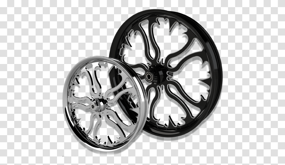 Ring Of Fire Custom Motorcycle Wheels Chrome And Black Aluminium, Machine, Spoke, Alloy Wheel, Tire Transparent Png