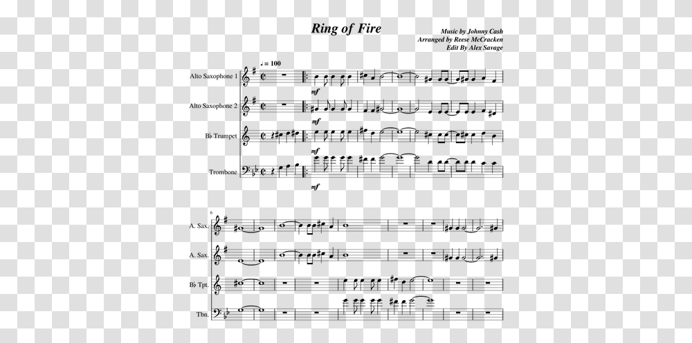 Ring Of Fire Saxophone Sheet Music, Gray, World Of Warcraft Transparent Png