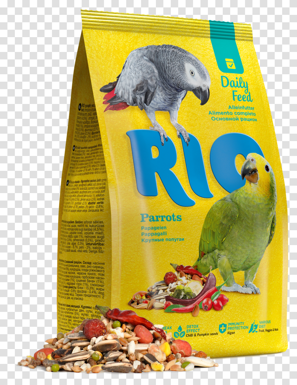 Rio Daily Feed For Parrots Rio Bird Food, Animal, African Grey Parrot Transparent Png