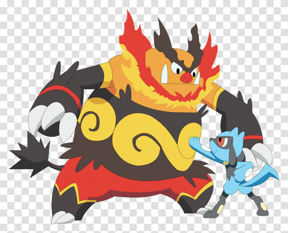 Riolu Vs Emboar, Fire, Hook, Claw, Flame Transparent Png