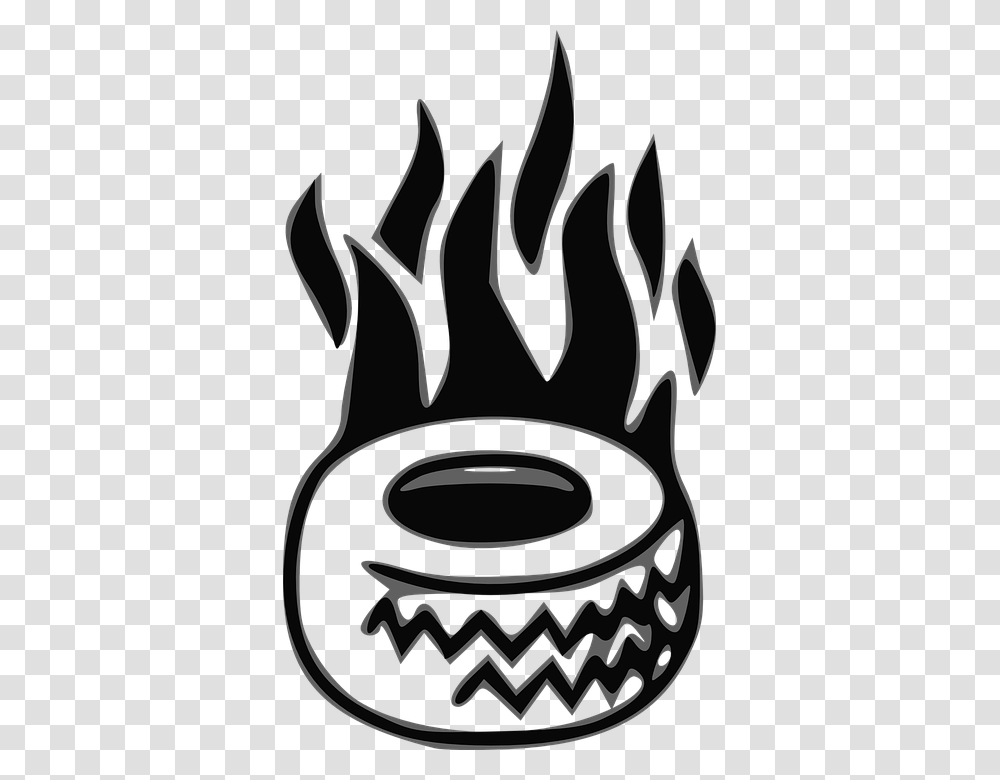 Riot Tyre Fire Burning Tire Tyre Wheel Flames Tires Fire Clipart, Stencil, Cowbell Transparent Png