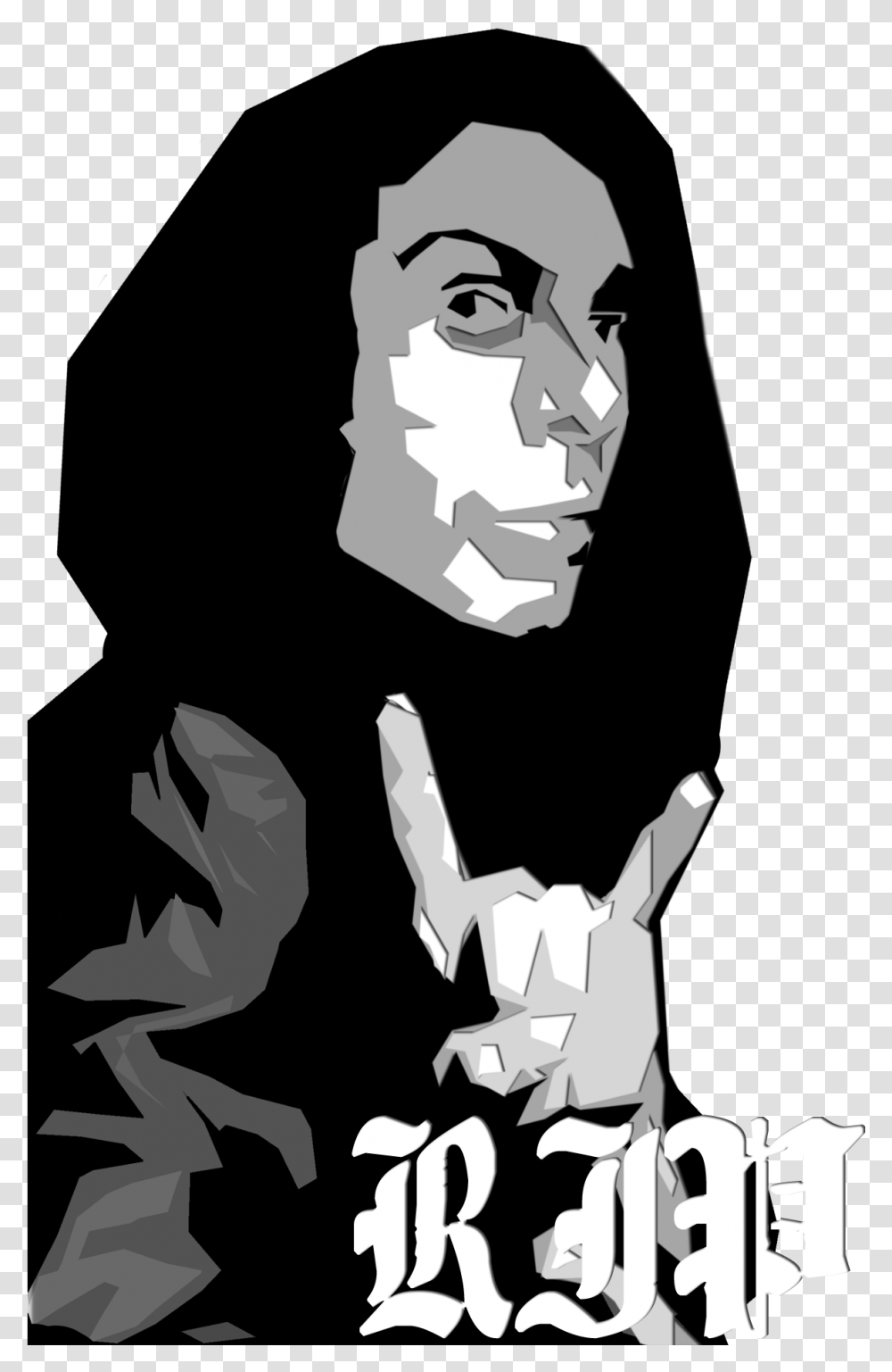 Rip Ronnie James Dio Illustration, Hand, Stencil, Portrait Transparent Png