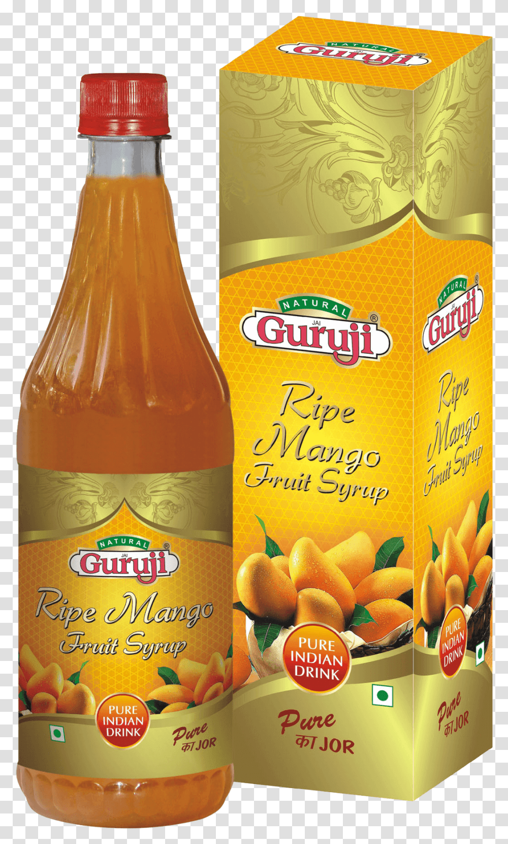 Ripe Mango Fruit Syrup Guruji Thandai, Plant, Bottle, Beverage, Food Transparent Png