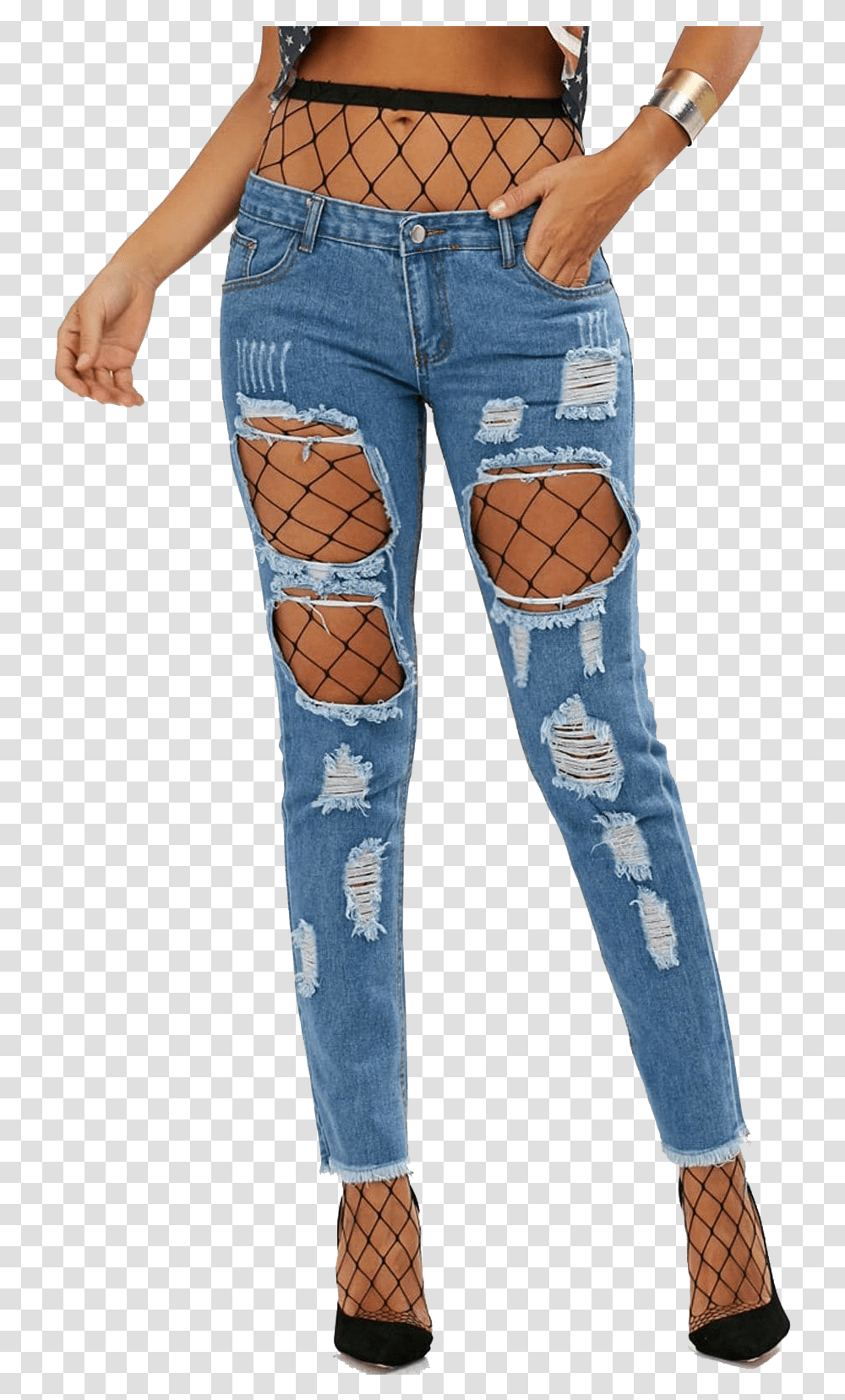 Ripped Jean Image Sims 4 Ripped Jeans With Fishnets, Pants, Apparel, Denim Transparent Png