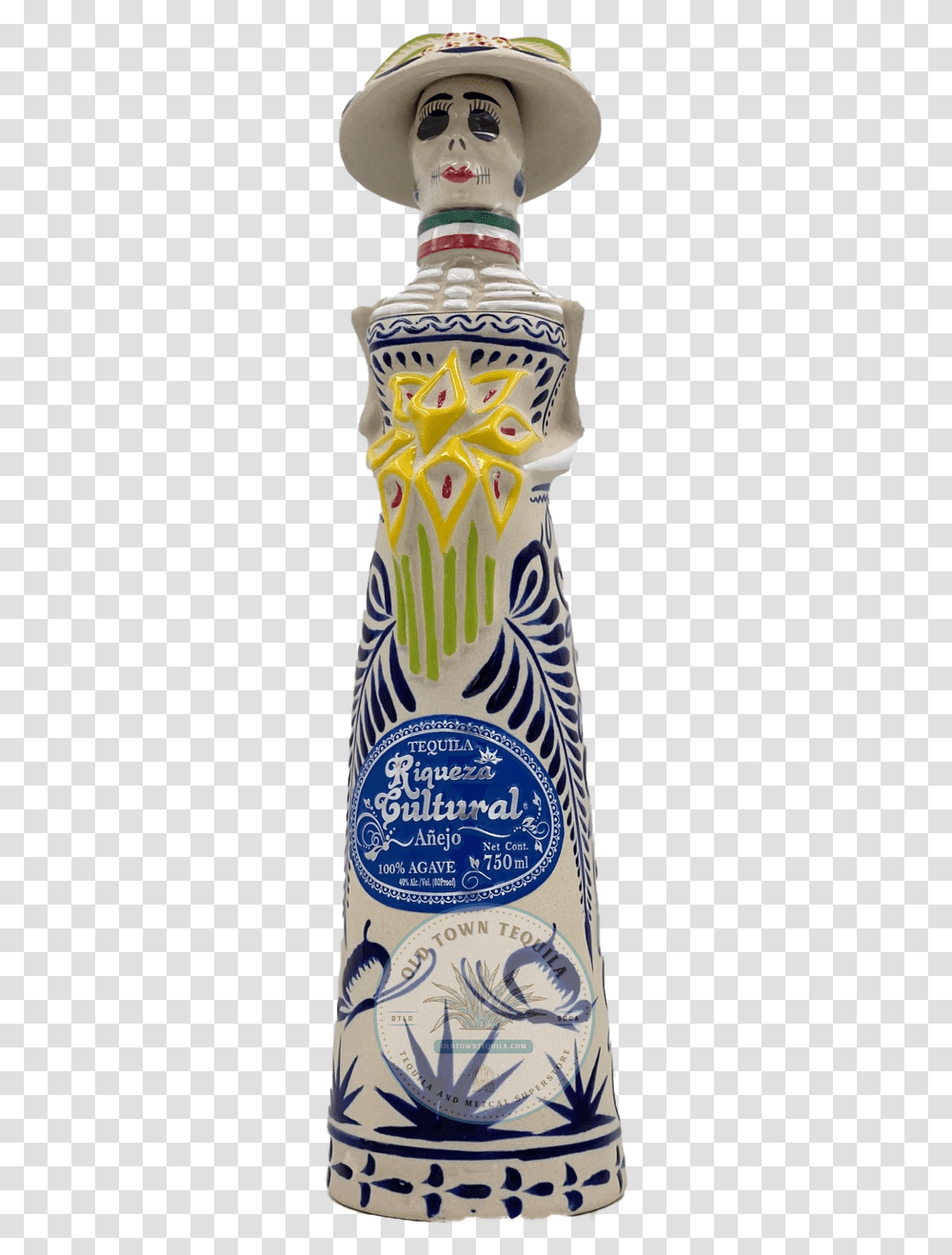 Riqueza Cultural Catrina Ceramica Anejo Tequila Water Bottle, Tin, Pottery, Jar, Can Transparent Png