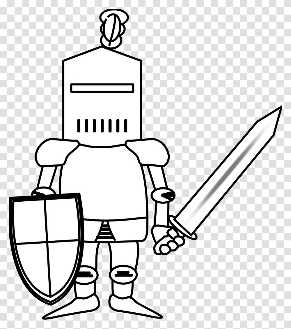 Ritter Knight Black White Line Art Coloring Book Colouring October, Robot, Lawn Mower, Tool, Armor Transparent Png