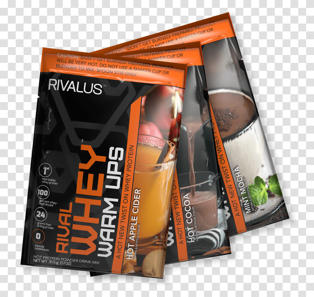 Rival Whey Warm Ups Trial Variety Pack Flyer, Bottle, Cosmetics, Advertisement, Poster Transparent Png
