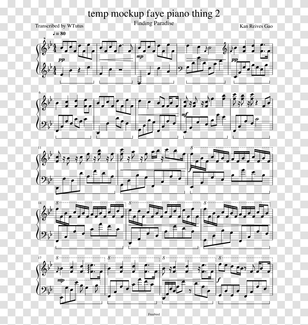 River Flows In You Sheet Music, Gray, World Of Warcraft Transparent Png