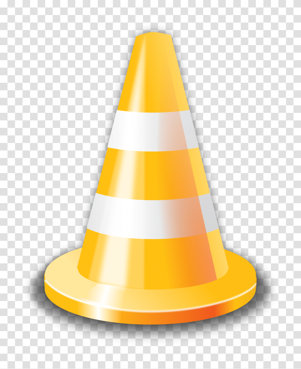 Road Cone With Orange And White Stripes Yellow Cone Clipart, Lamp Transparent Png